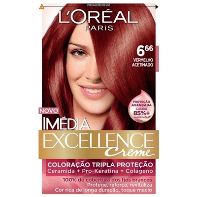 L'Oréal Paris - Imédia Excellence Coloração N 6.66 Vermelho Acetinado