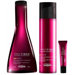 Loreal Pro Fiber Rectify Shampoo (250ml), Leave-in (75ml) Ampola Concentrate (15ml)
