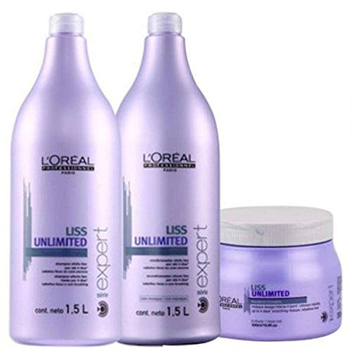 Loreal Professionnel Liss Unlimited Kit Shampoo e Condicionador 1,5l Máscara 500g