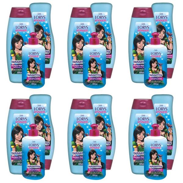Lorys Kids Princess Butterfly Shampoo + Condicionador 500ml + Creme 300g (Kit C/06)