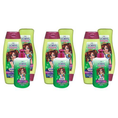 Lorys Kids Princess Star Shampoo + Condicionador 500ml + Creme 300g (kit C/03)
