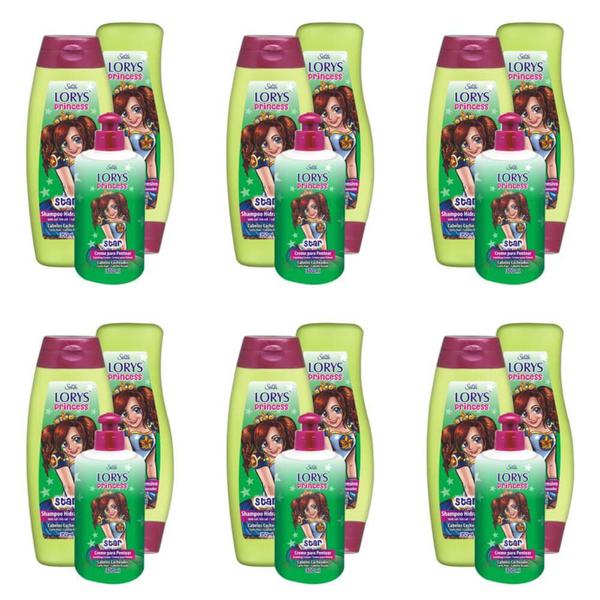 Lorys Kids Princess Star Shampoo + Condicionador 500ml + Creme 300g (Kit C/06)