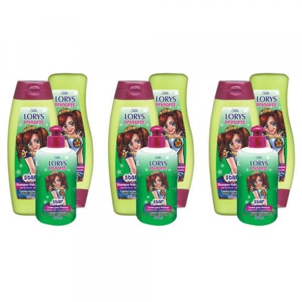Lorys Kids Princess Star Shampoo + Condicionador 500ml + Creme 300g (Kit C/03)