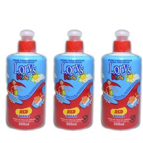 Lorys Kids Red Shake Creme para Pentear Infantil 300g - Kit com 03