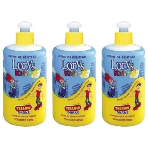 Lorys Kids Yellow Creme P/ Pentear Infantil 300g (kit C/03)