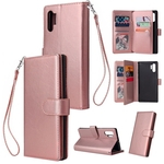 Para Samsung NOTA 10 PU completa de protecção à prova de choque de telefone caso capa com 9 cartão Slots Suporte Lanyard
