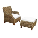 Lounge Chair em Rattan com Estofado Branco