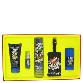 Love & Luck Kit 100 ML Eau de Toilette Spray + 88 ML Sabão + 81 ML Desodorante Barra + 7 ML Mini Edição Spray + Luggage-Christian Audigier