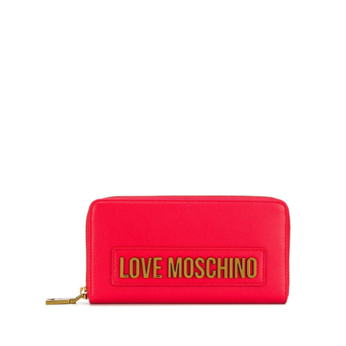 Love Moschino Carteira com Logo e Zíper - Vermelho