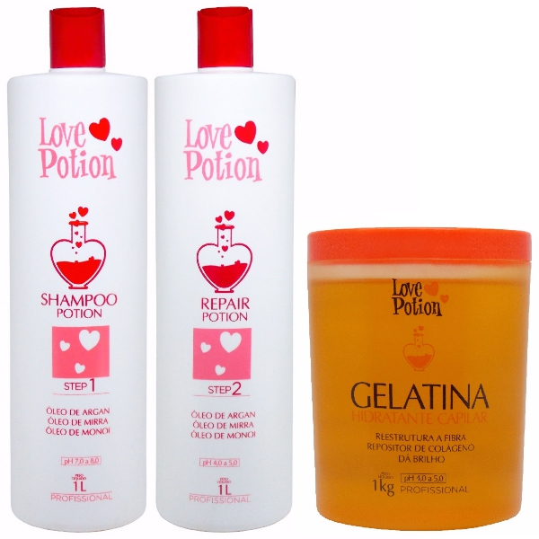 Love Potion Escova Progressiva 2x1 Litro + Gelatina Hidratante 1kg