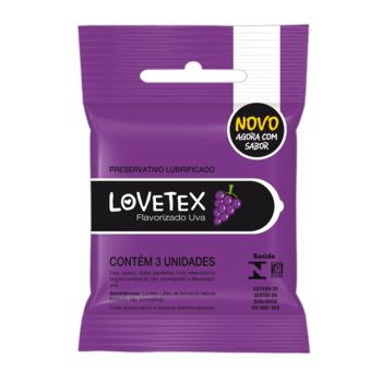Lovetex Preservativo Lubrificado Sabor Uva 3 Unidades