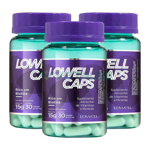 Lowell Caps Kit 3x Crescimento Capilar 30 Caps