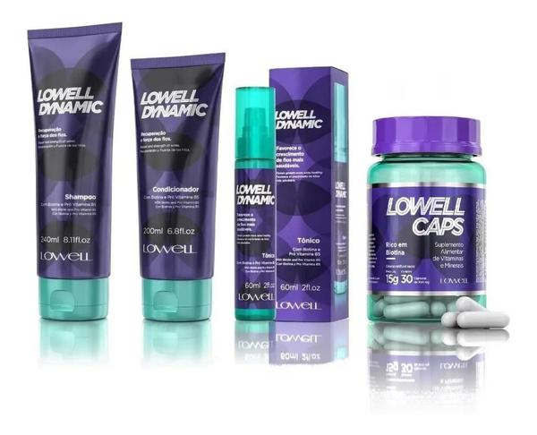 Lowell Caps + Shampoo 240ml+ Condicionador 200ml + Tônico Lowel Dynamic 60ml
