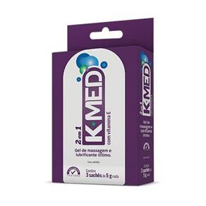 Lubrificante K-Med Gel 2 em 1 com 3 Sachês 5grs Cada