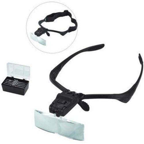 Lupa de Cabeça Oculos com Iluminação Led Pala com Kit de 5 L
