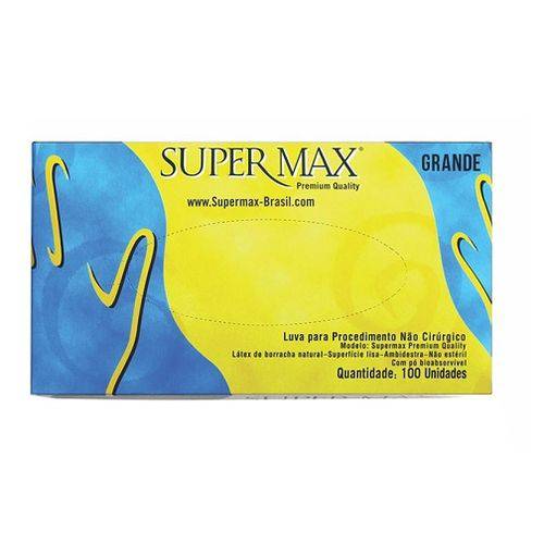 Luva de Procedimento com Pó (13 Caixas C/ 100 Uni Cada) - Tam G - Supermax - Cód: Sm11501
