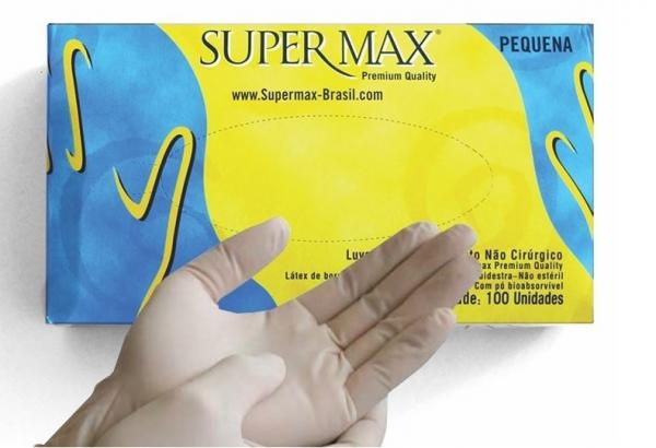 Luva Supermax Látex com Pó Tamanho P Cx 100 Unidades