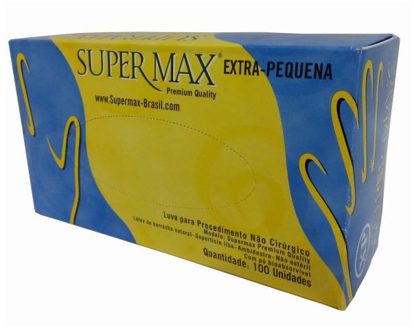 Luva Supermax Látex com Pó Tamanho PP Cx 100 Unidades