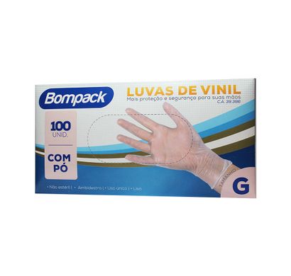 Luva Vinil com Pó G Bompack 100u - Embrast