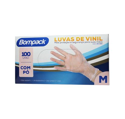 Luva Vinil com Pó M Bompack 100u - Embrast