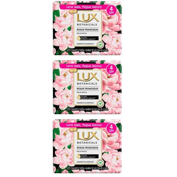 Lux Botanicals Rosas Francesas Sabonete Líquido 4x85g (Kit C/03)