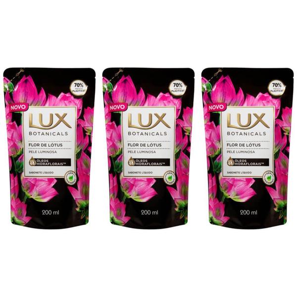 Lux Flor de Lotus Sabonete Líquido Refil 200ml (Kit C/03)