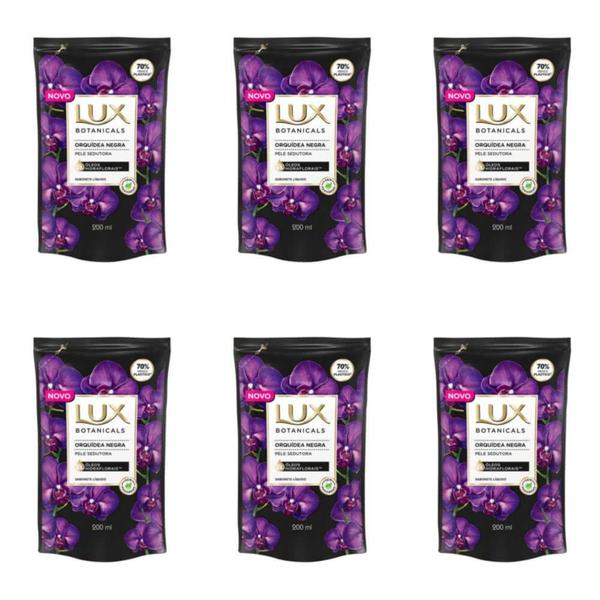 Lux Orquídea Negra Sabonete Líquido Suave Refil 200ml (Kit C/06)