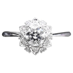 Luxo Floral Rhinestone Finger Ring Mulheres Wedding Engagement Jewelry Bridal