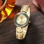 Luxurious And Elegant Hollow Gold-Plated Dial Alloy Strap Ladies Quartz Watch