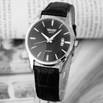 Luxury Black Leather Strap Calendar Quartz Mens Date Wrist Watch Black
