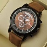 Luxury Men Date Watch Sport Leather Military Analog-Quartz Wrist Watch