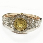 Luxury Women Rhinestone Bangle Crystal Flower Bracelet Quartz Wrist Watch WH
