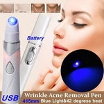 Luz azul Acne Laser Caneta Remoção de Rugas Massageador Facial Beleza Dispositivo 415nm Terapia Recarregável USB