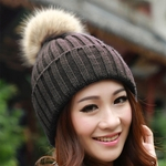 LZ013Winter simples mulher Quente Cap Hairball Gorro Knitting Hat