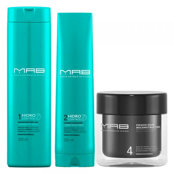MAB Hidro Control Reconstrução Kit - Shampoo + Condicionador + Máscara Capilar