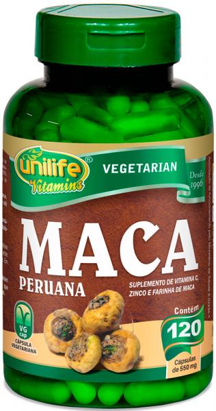 Maca Peruana com Vitamina C e Zinco Unilife 120 Capsulas 550mg