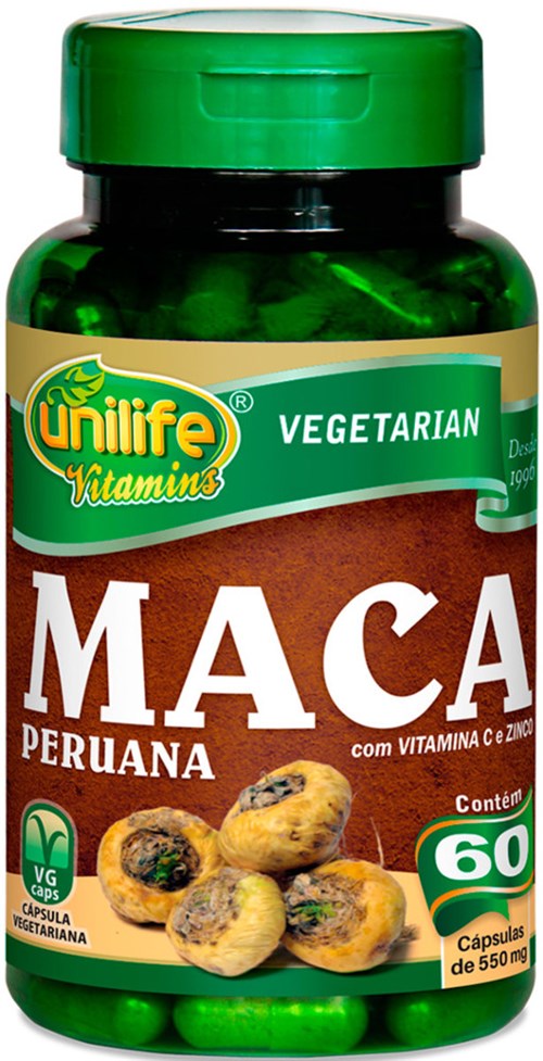 Maca Peruana com Vitamina C e Zinco Unilife 60 Capsulas 550Mg