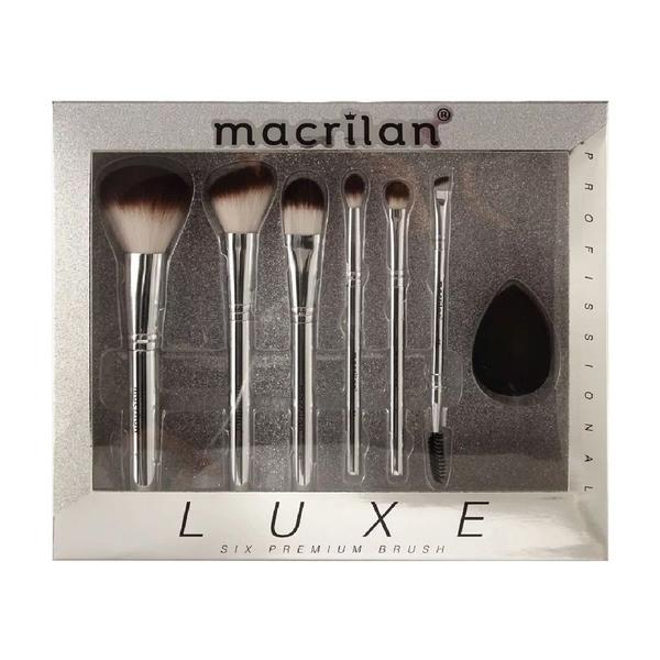 Macrilan Kit Luxe Pincéis para Maquiagem + Esponja Ref. Ed002
