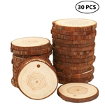 Wood Slices 30 Pcs Craft Wood Kit Unfinished Predrilled with Hole Wooden Circles