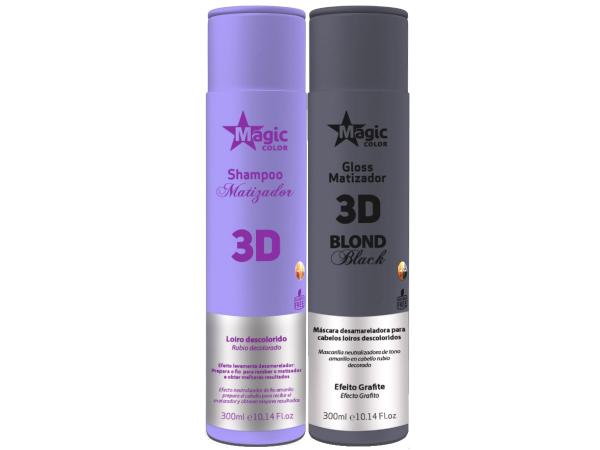 Magic Color - Kit 3D Shampoo 300ml + Matizador Blond Black Efeito Grafite 300ml
