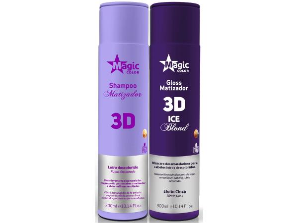 Magic Color - Kit 3D Shampoo 300ml + Matizador Ice Blond Efeito Cinza 300ml
