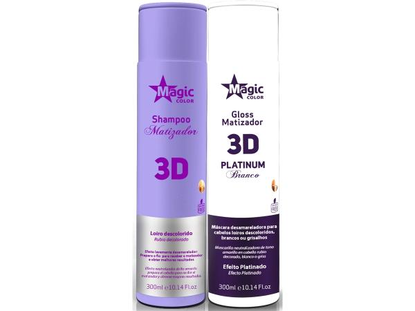 Magic Color - Kit 3D Shampoo 300ml + Matizador Platinum Branco 300ml