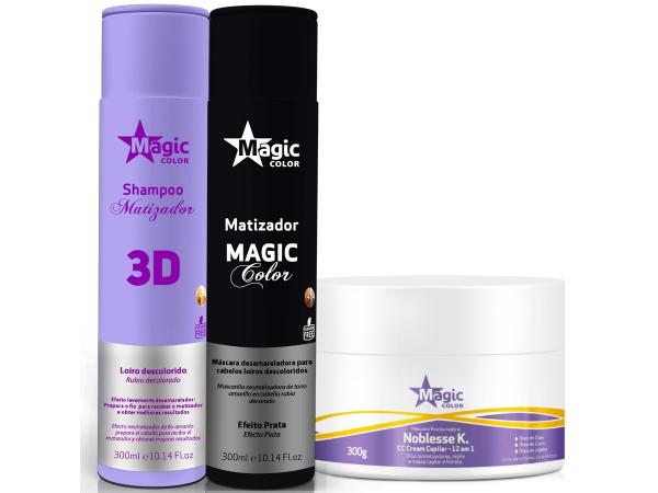 Magic Color - Kit 3D Shampoo 300ml + Matizador Tradicional 300ml + Noblesse K 300g