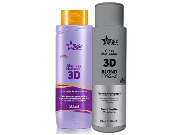 Magic Color - Kit 3d Shampoo + Matizador Blond Black Efeito Grafite 500ml
