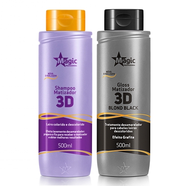 Magic Color - Kit 3d Shampoo + Matizador Blond Black Efeito Grafite 500ml
