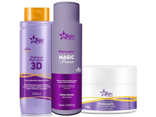 Magic Color - Kit 3D Shampoo + Matizador Magic Power Efeito Perola + Noblesse K