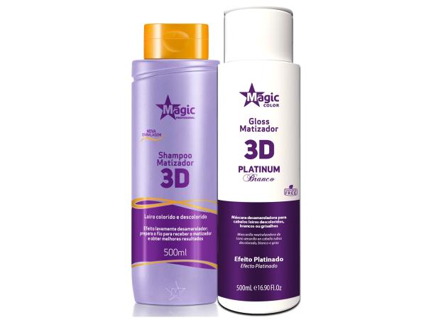 Magic Color - Kit 3D Shampoo + Matizador Platinum Branco Efeito Platinado 500ml