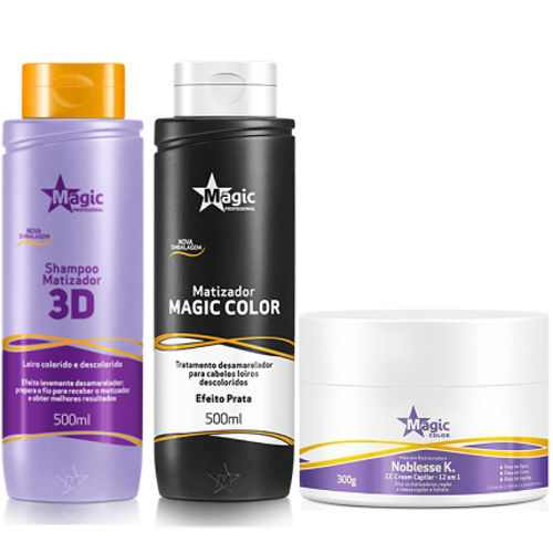 Magic Color - Kit 3d Shampoo + Matizador Tradicional Efeito Prata + Noblesse K