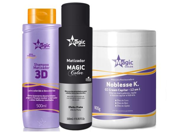 Magic Color - Kit 3d Shampoo + Matizador Tradicional + Noblesse K 800g