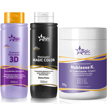 Magic Color - Kit 3d Shampoo + Matizador Tradicional + Noblesse K 800g